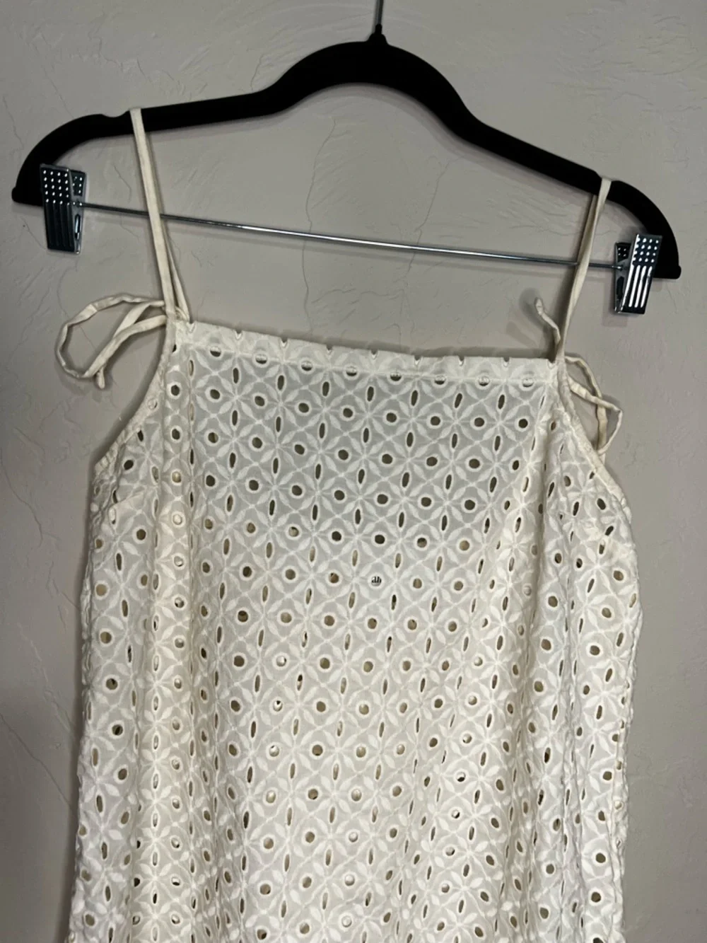 Vitamin A Cream Eyelet Spaghetti‎ Strap Mini Coverup Dress